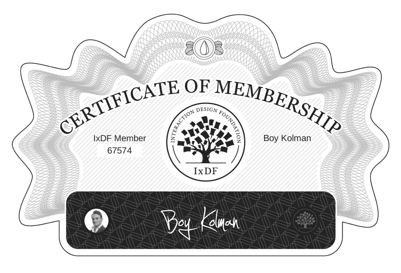 Certificate of Membership – Boy Kolman