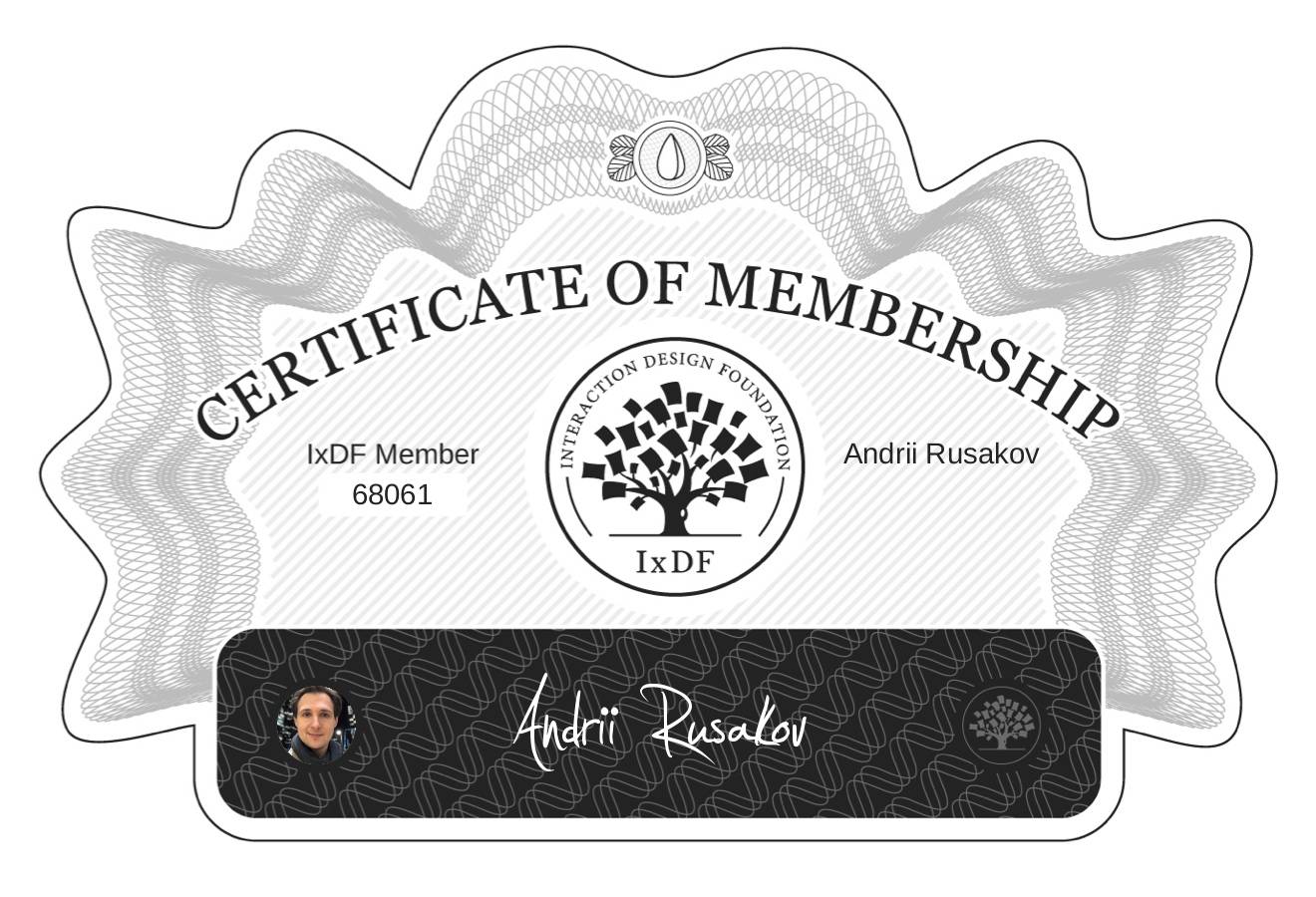 Certificate of Membership – Andrii Rusakov
