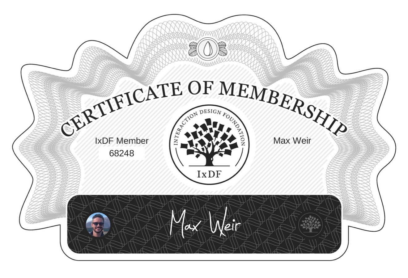 Certificate of Membership – Max Weir