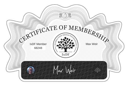 Certificate of Membership – Max Weir