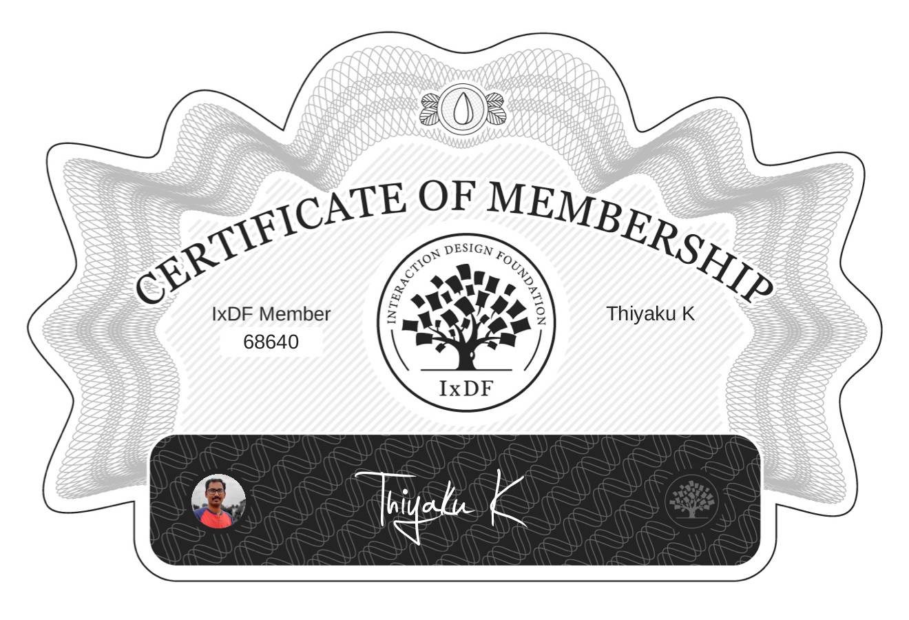 Certificate of Membership – Thiyaku K