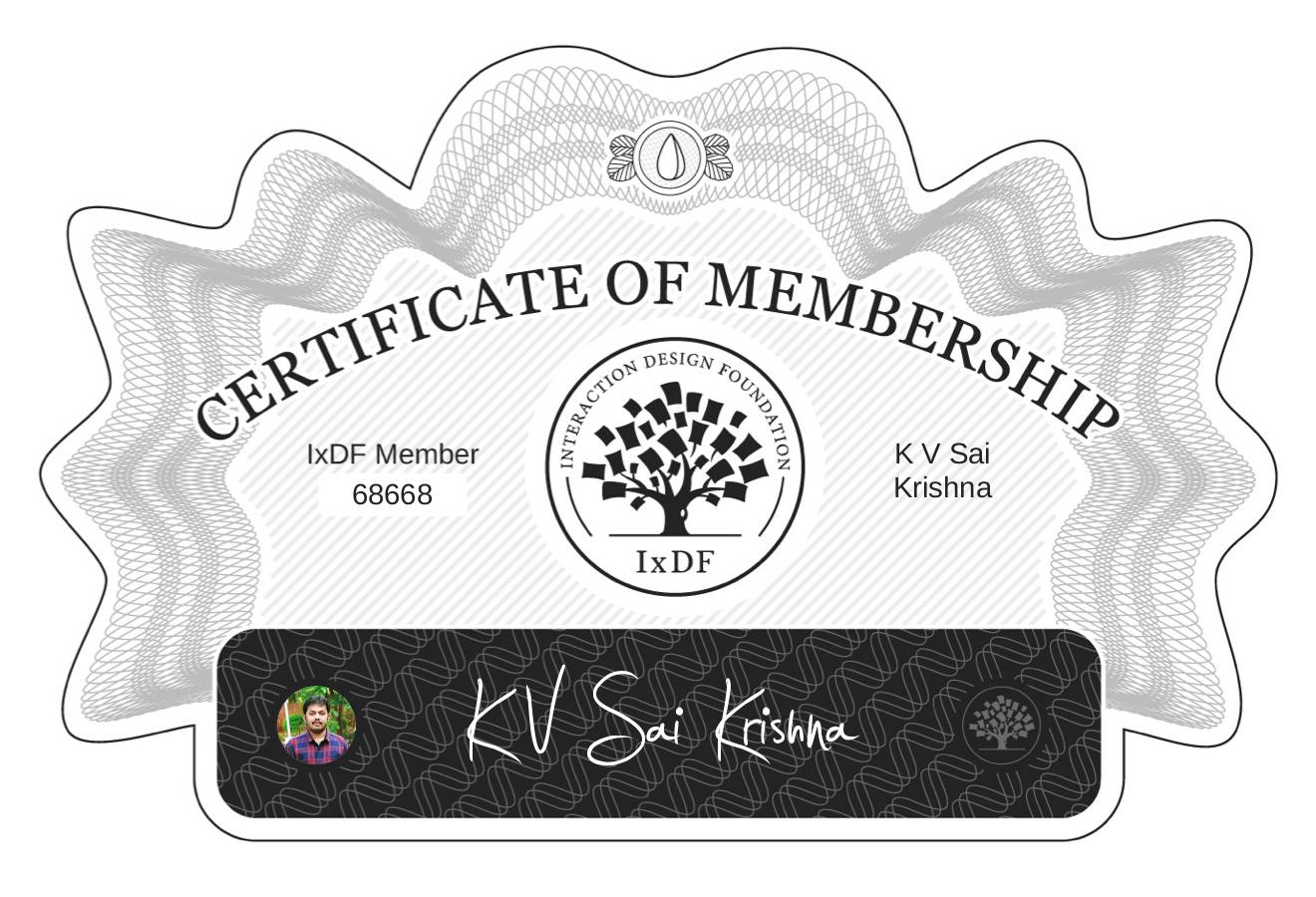 Certificate of Membership – K V Sai Krishna