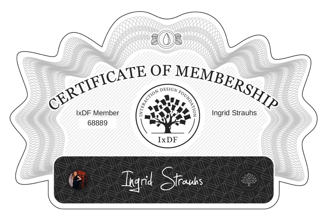Certificate of Membership – Ingrid Strauhs