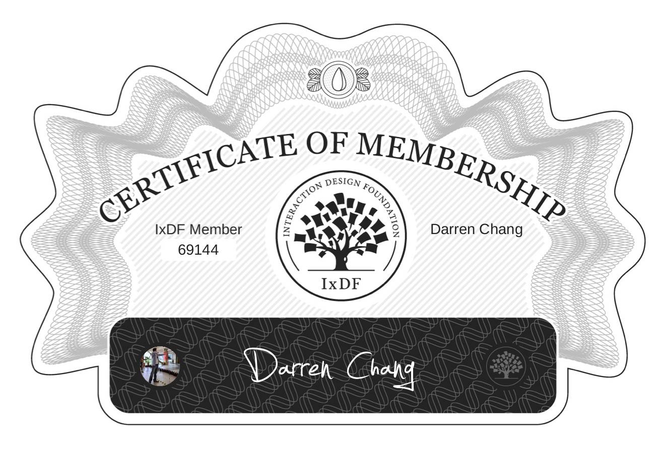 Certificate of Membership – Darren Chang