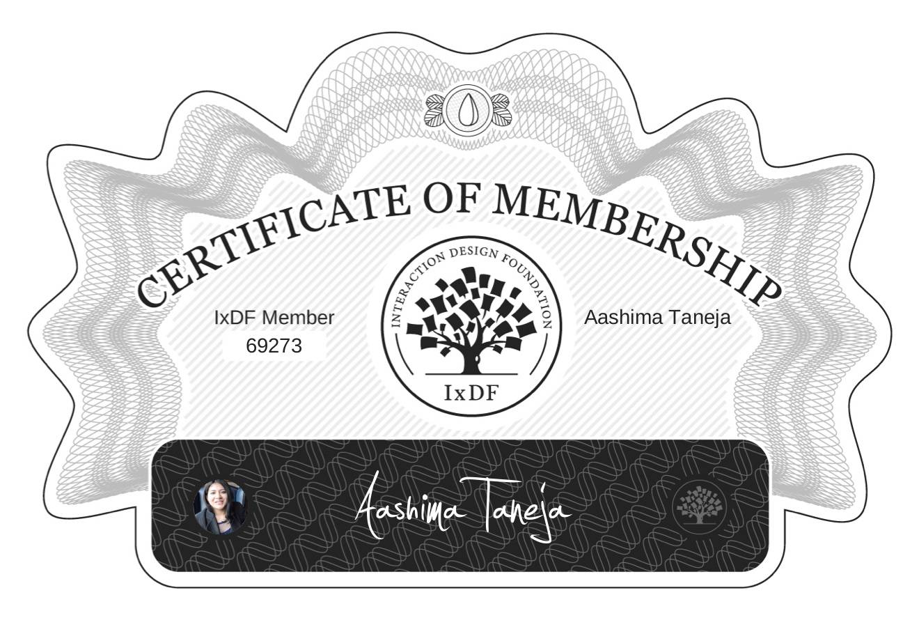 Certificate of Membership – Aashima Taneja