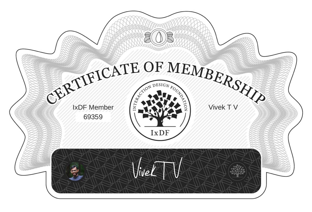 Certificate of Membership – Vivek T V