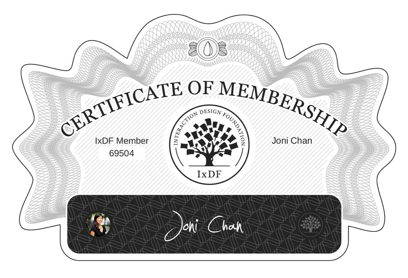 Certificate of Membership – Joni Chan