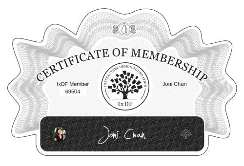 Certificate of Membership – Joni Chan