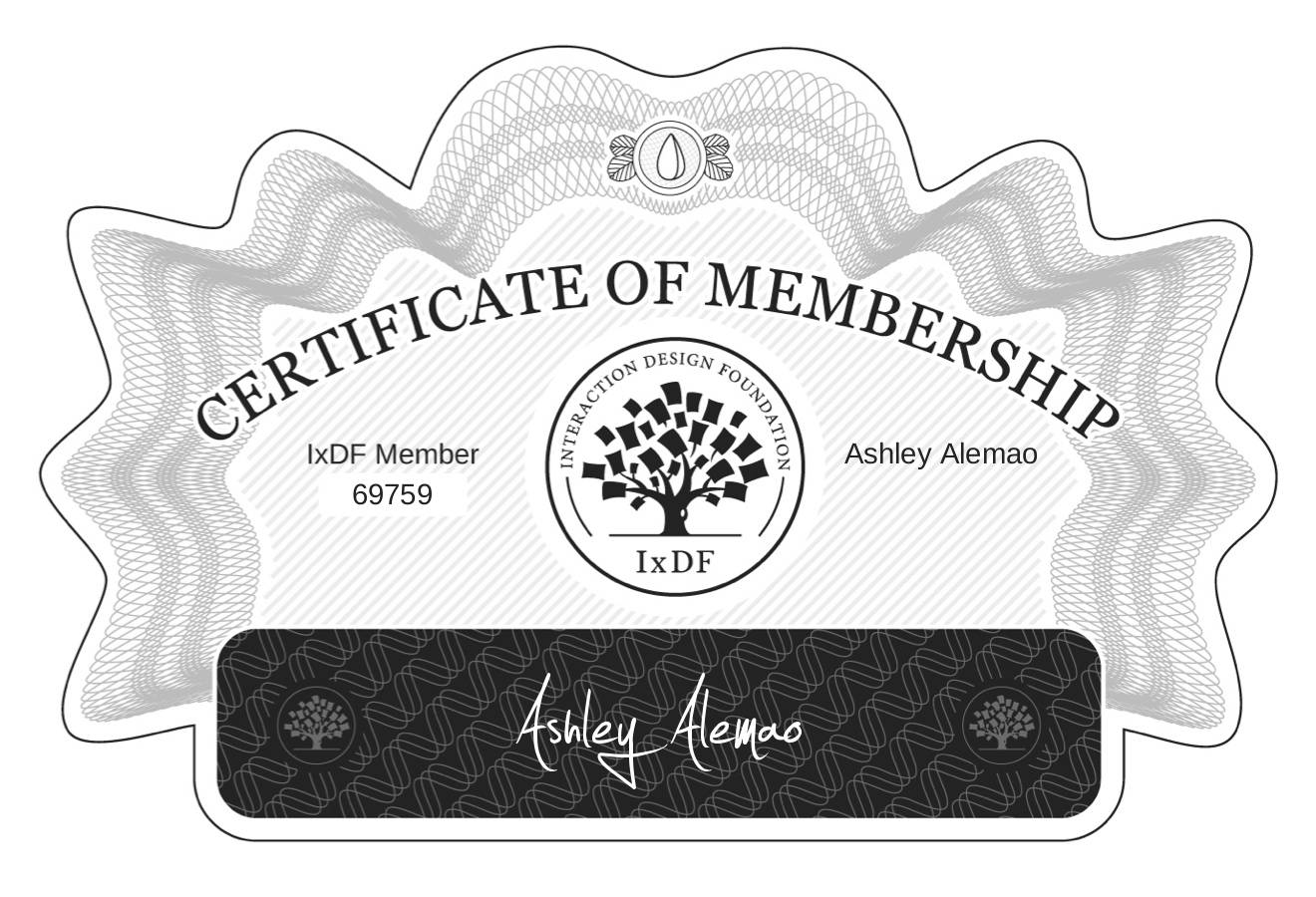 Certificate of Membership – Ashley Alemao