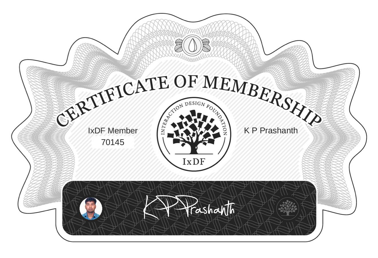 Certificate of Membership – K P Prashanth