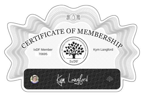 Certificate of Membership – Kym Langford
