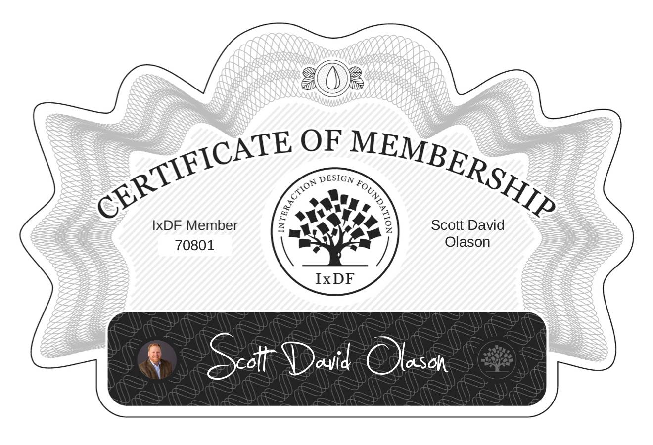 Certificate of Membership – Scott David Olason