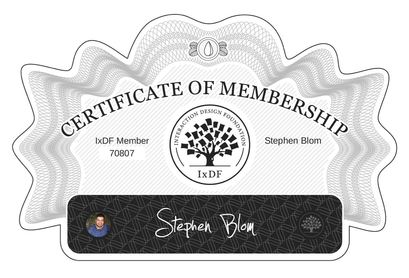Certificate of Membership – Stephen Blom