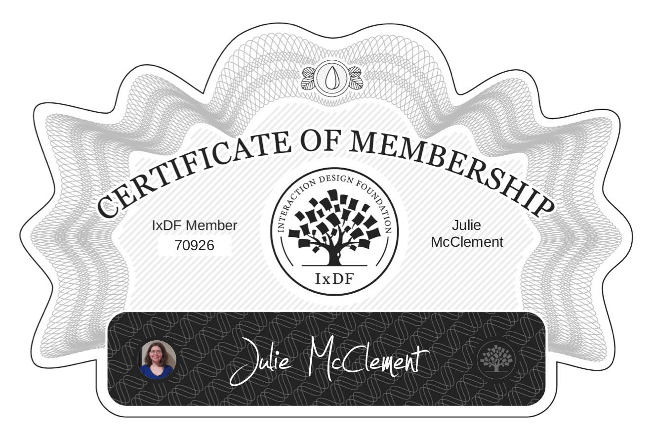 Certificate of Membership – Julie McClement