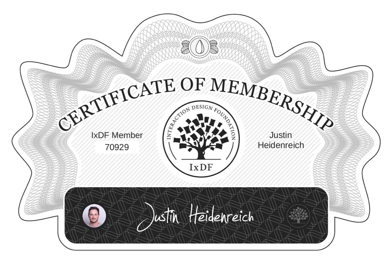 Certificate of Membership – Justin Heidenreich
