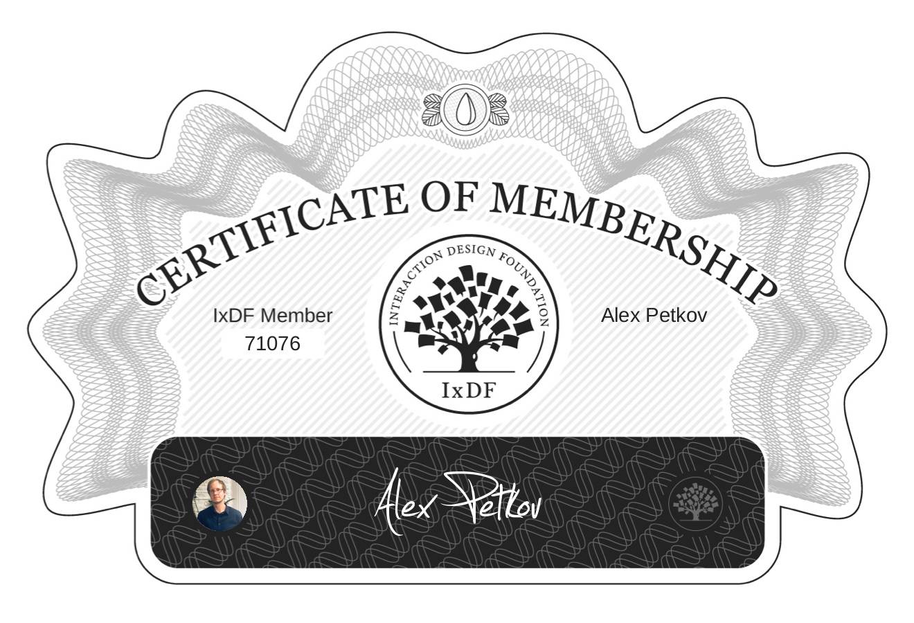Certificate of Membership – Alex Petkov
