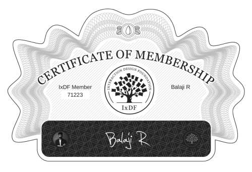Certificate of Membership – Balaji R