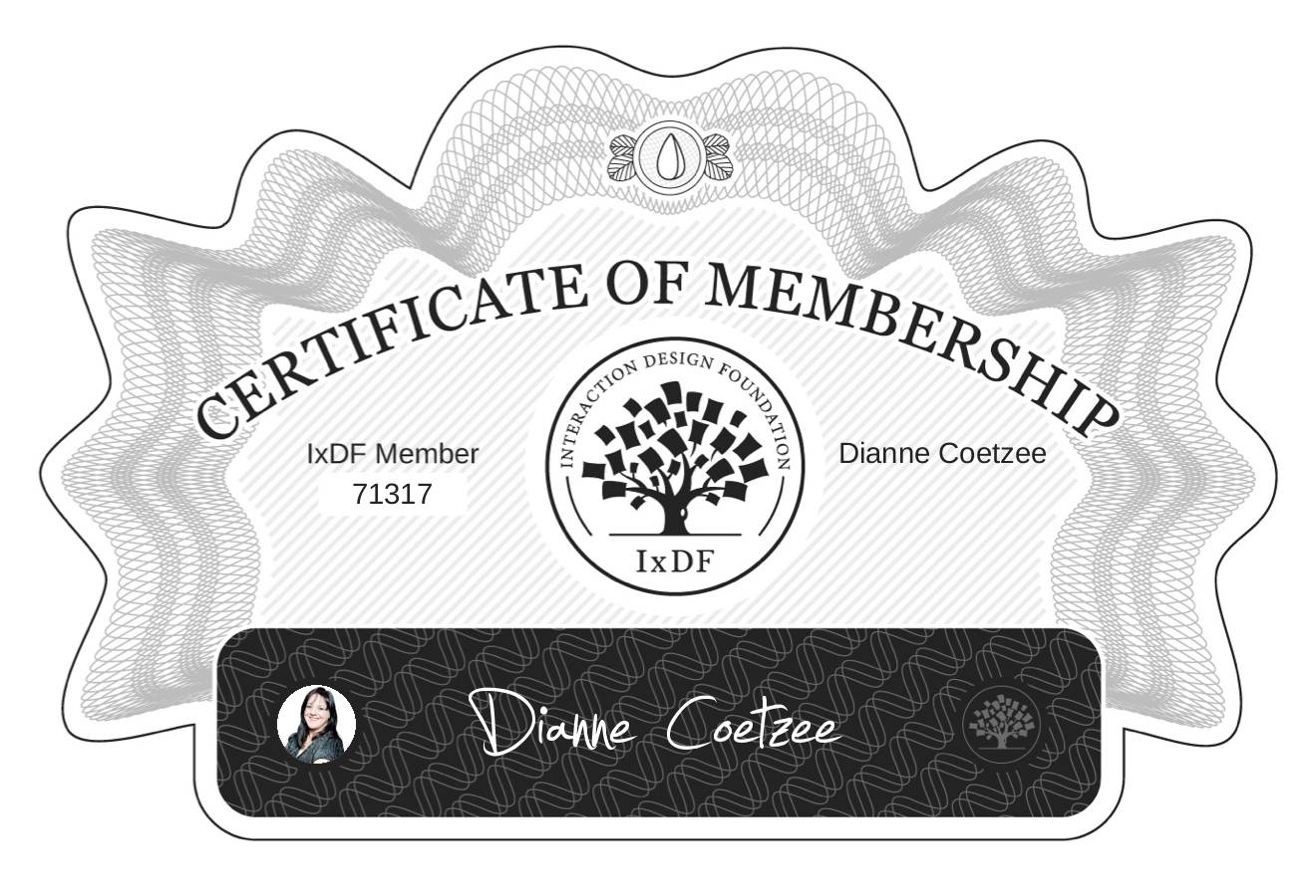 Certificate of Membership – Dianne Coetzee