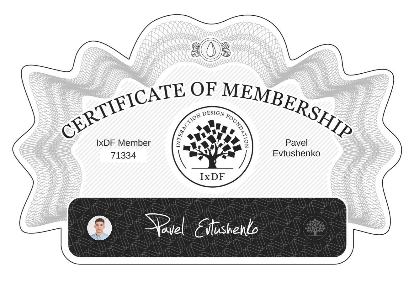 Certificate of Membership – Pavel Evtushenko