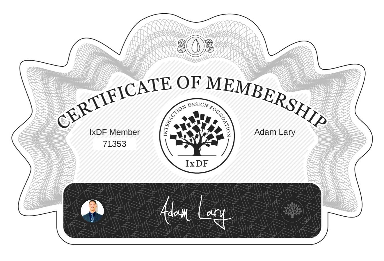 Certificate of Membership – Adam Lary