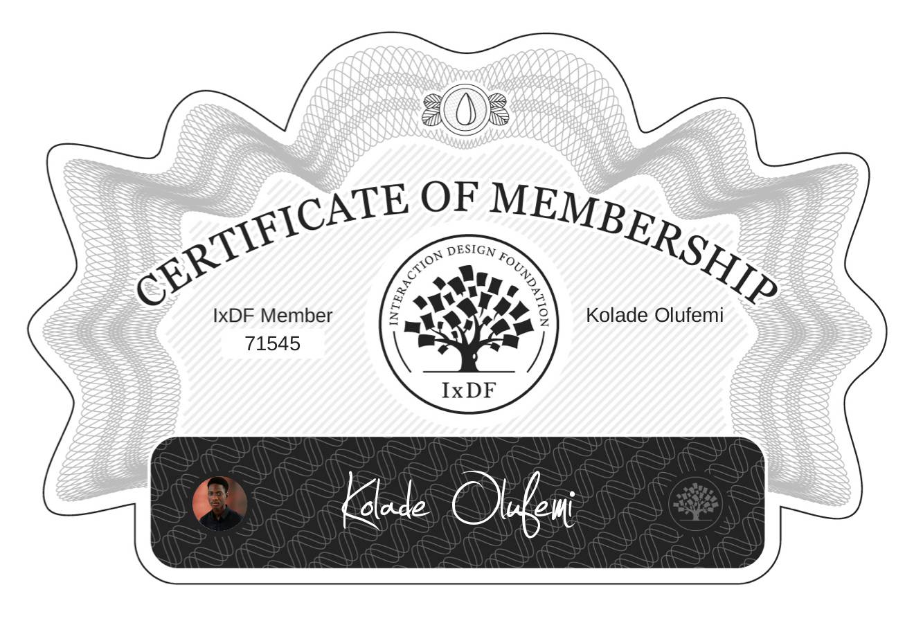 Certificate of Membership – Kolade Olufemi