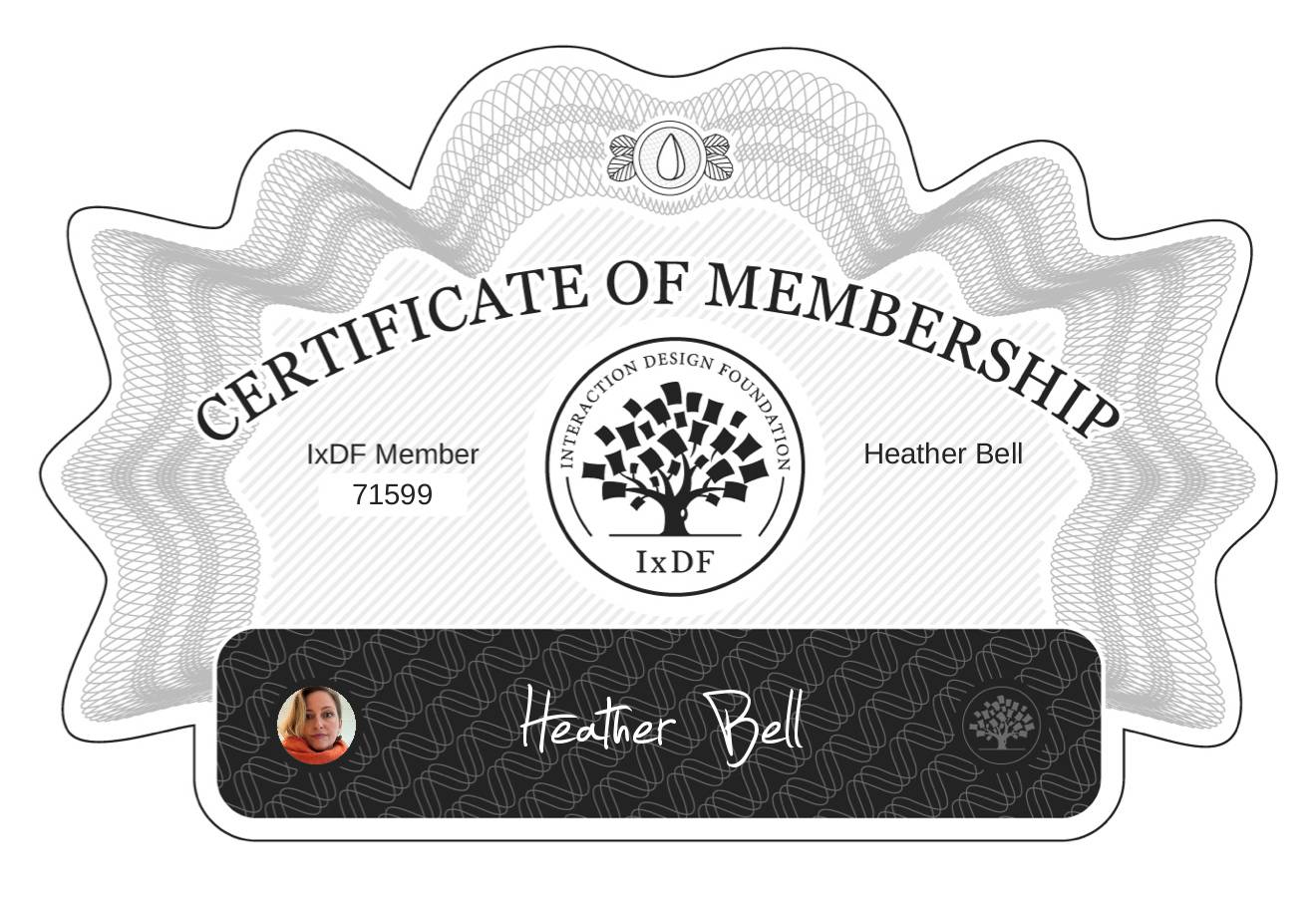 Certificate of Membership – Heather Bell