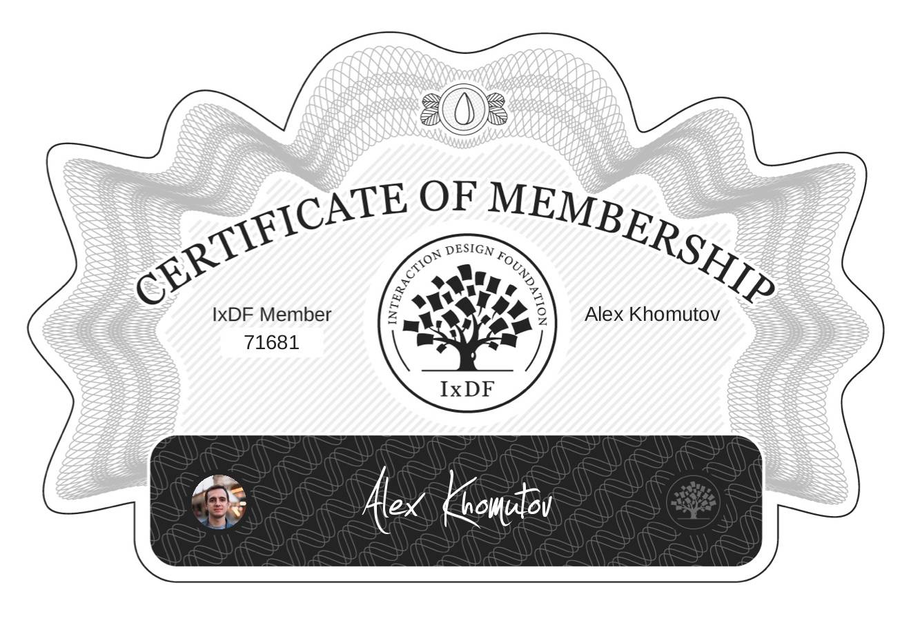 Certificate of Membership – Alex Khomutov