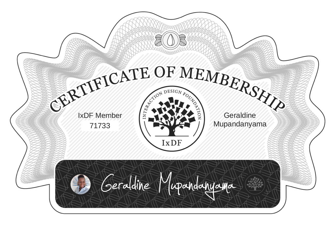 Certificate of Membership – Geraldine Mupandanyama