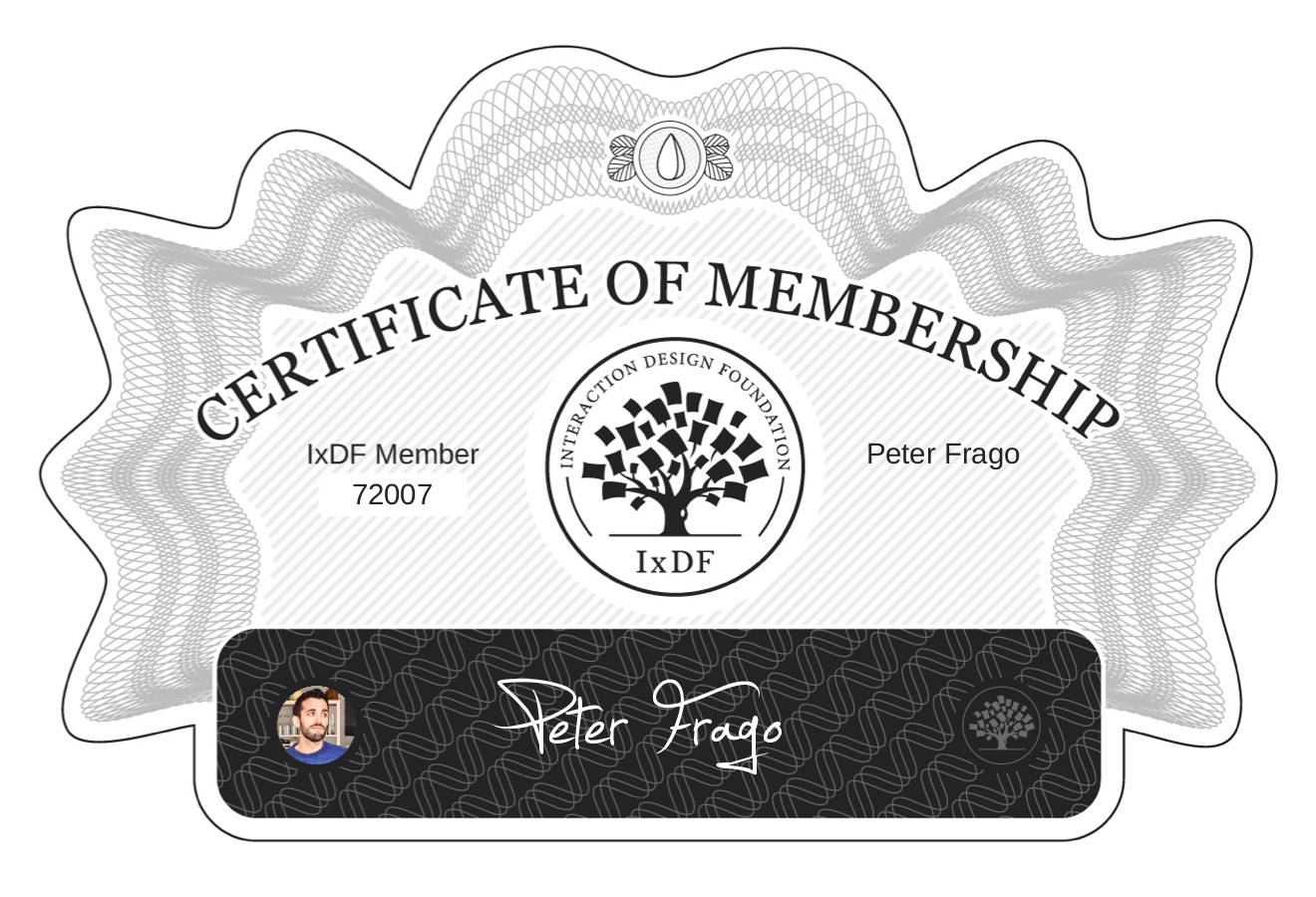 Certificate of Membership – Peter Frago