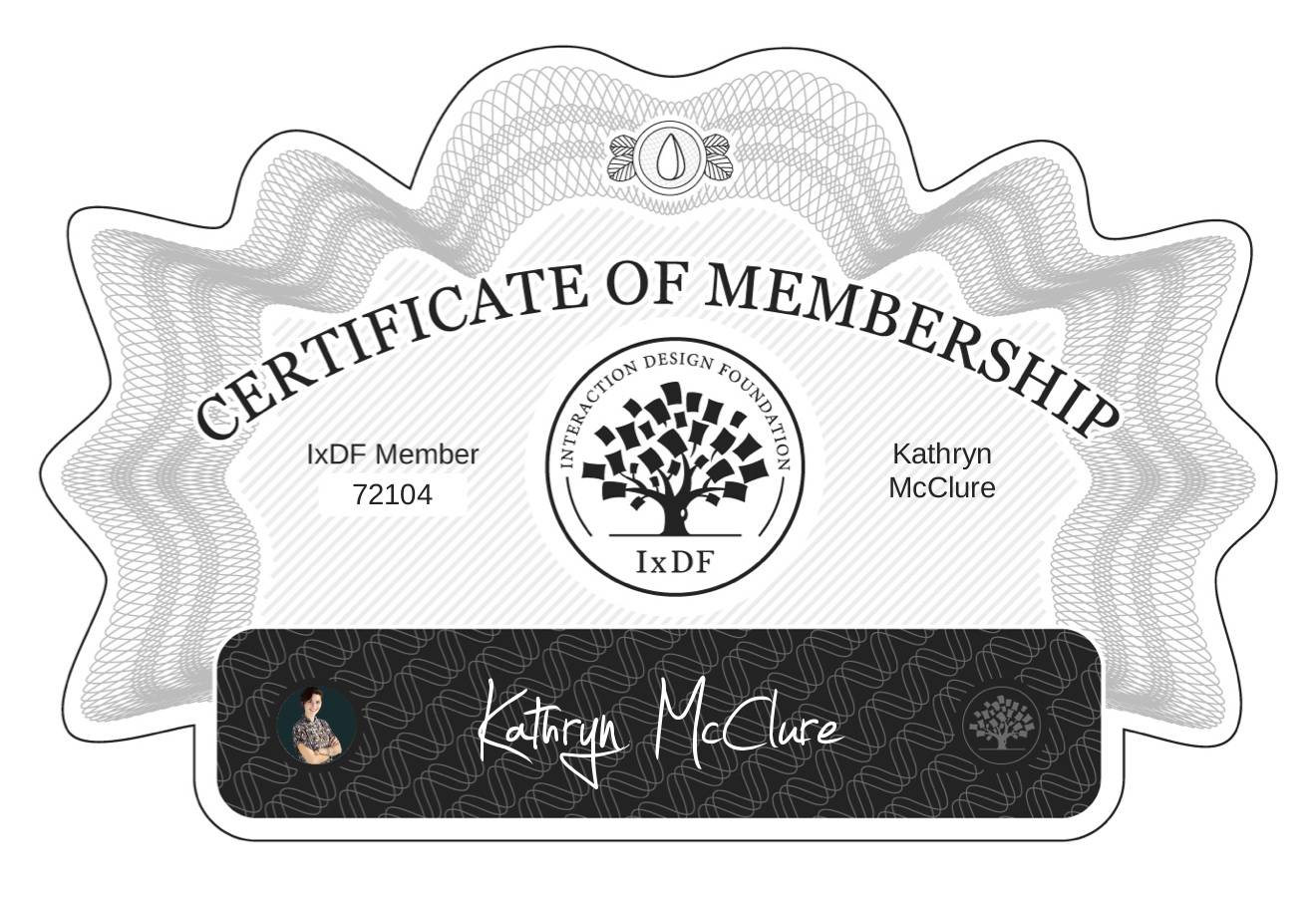 Certificate of Membership – Kathryn McClure