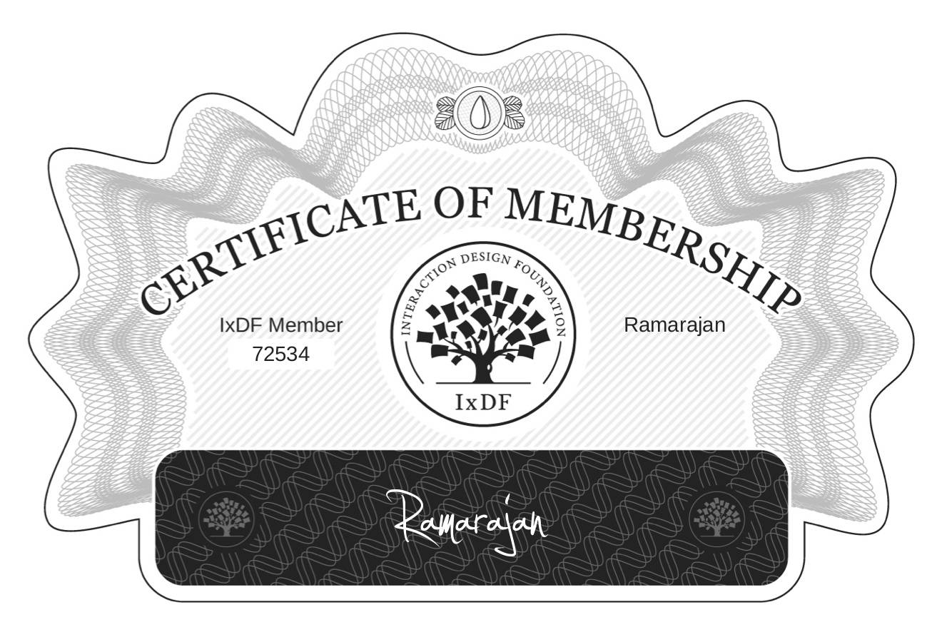 Certificate of Membership – Ramarajan