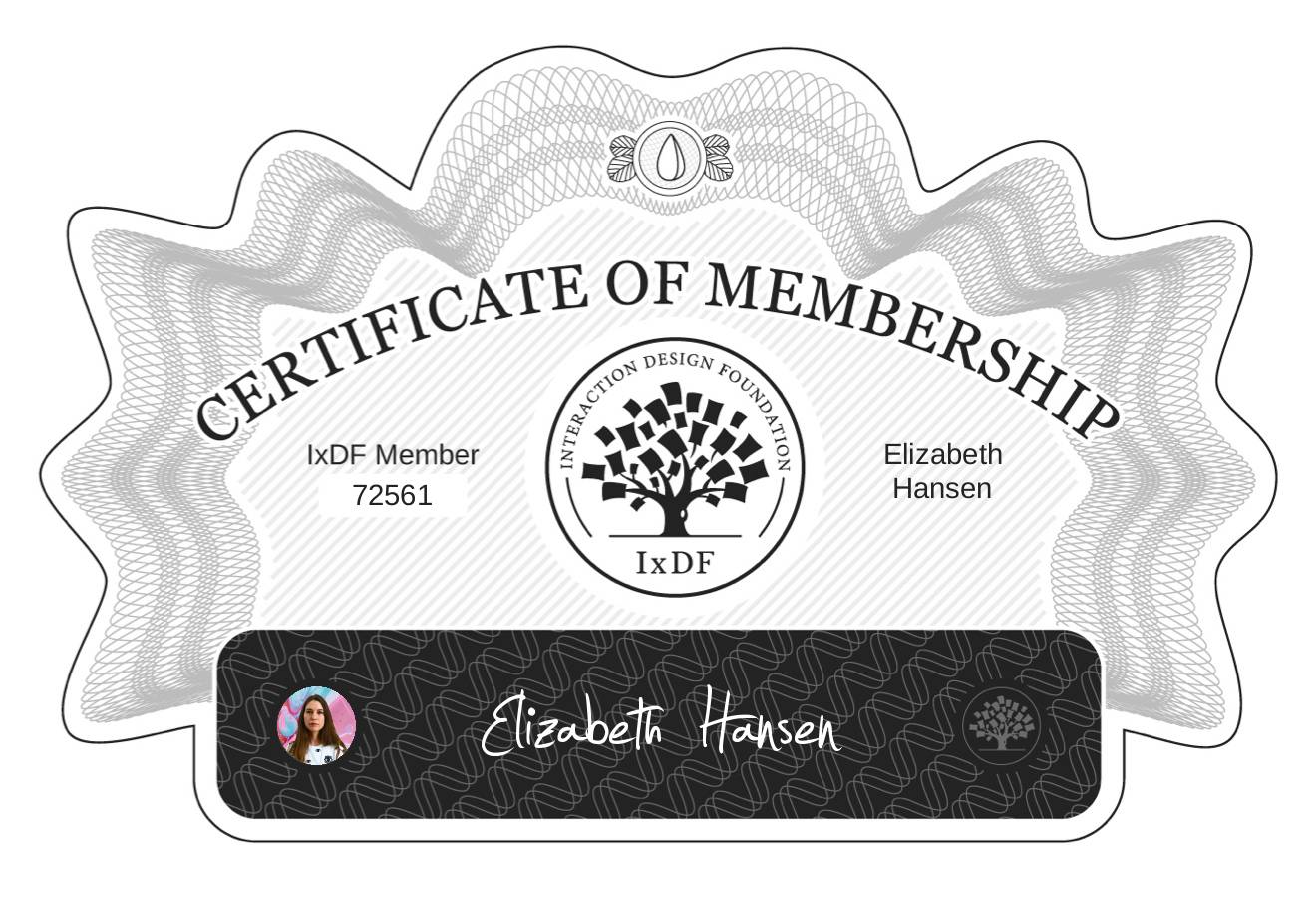 Certificate of Membership – Elizabeth Hansen
