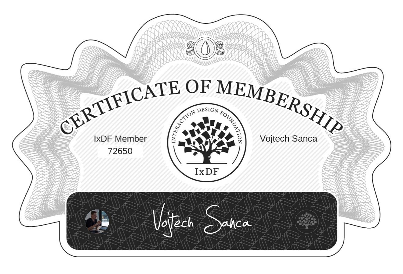 Certificate of Membership – Vojtěch Šanca