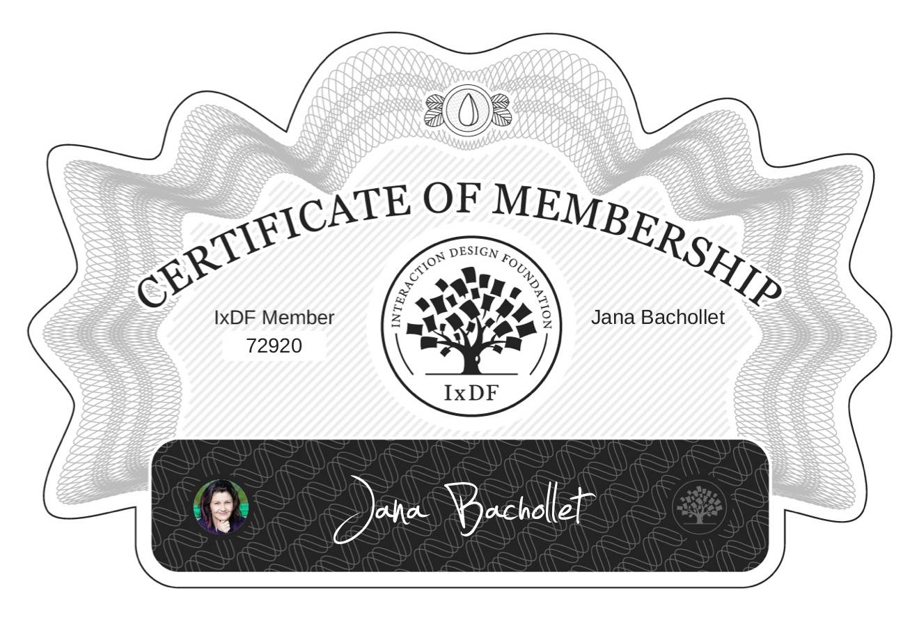 Certificate of Membership – Jana Bachollet
