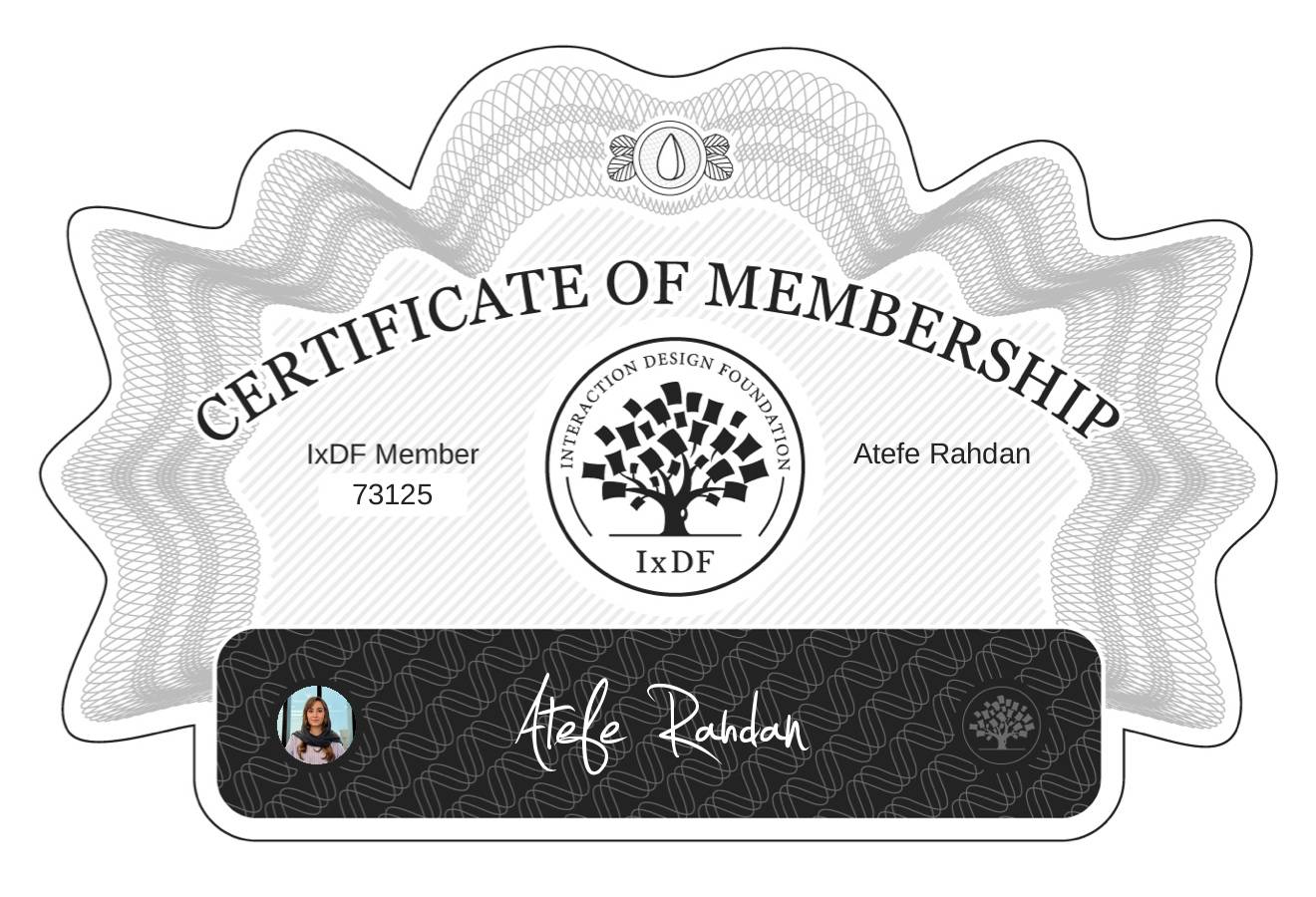 Certificate of Membership – Atefe Rahdan