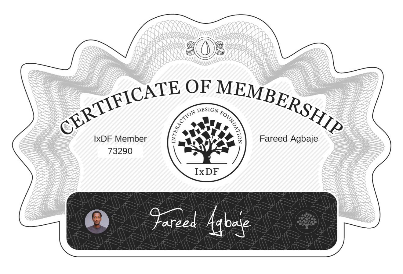 Certificate of Membership – Fareed Agbaje