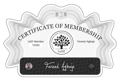 Certificate of Membership – Fareed Agbaje