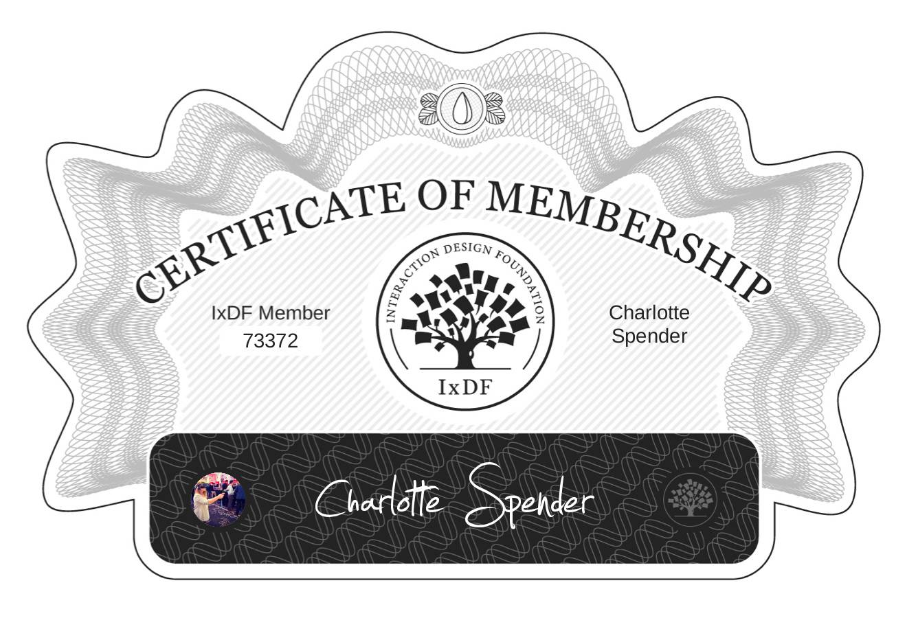 Certificate of Membership – Charlotte Spender