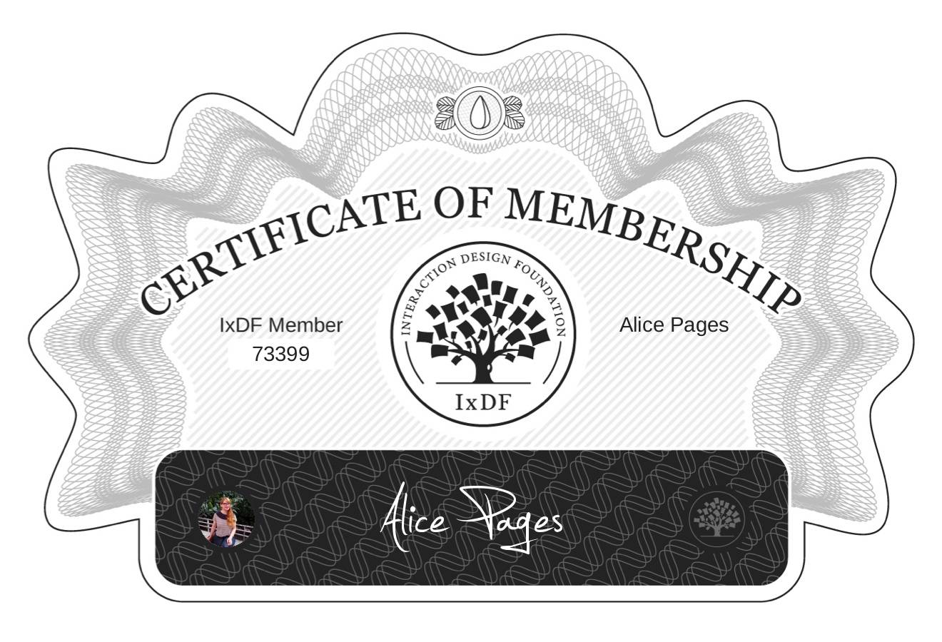 Certificate of Membership – Alice Pagès