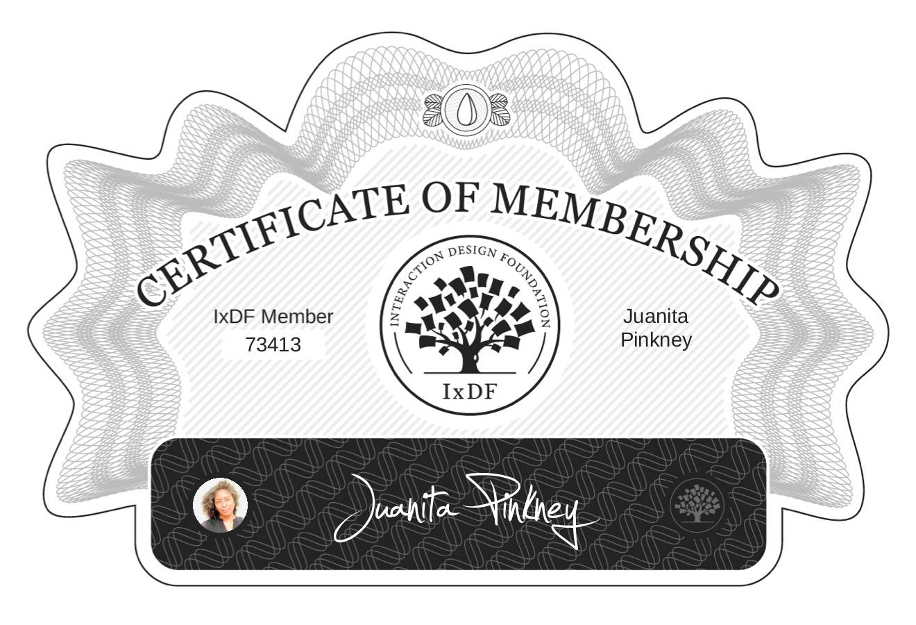 Certificate of Membership – Juanita Pinkney