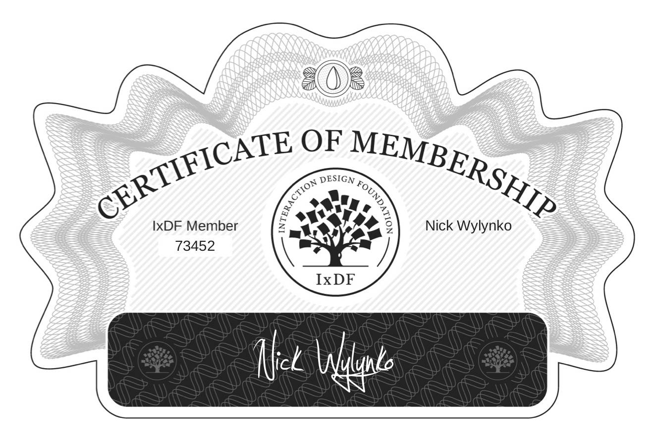 Certificate of Membership – Nick Wylynko