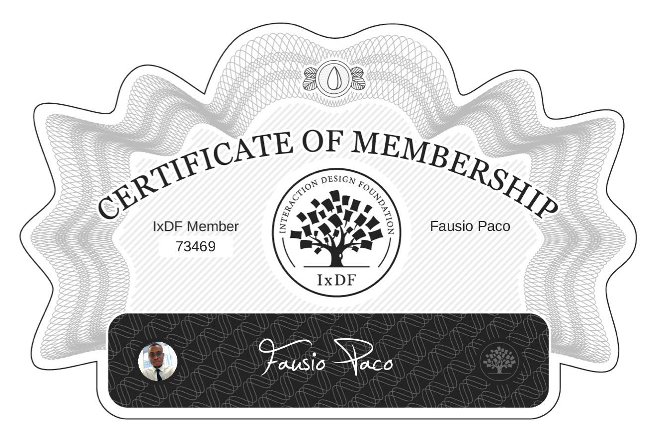 Certificate of Membership – Fausio Paco