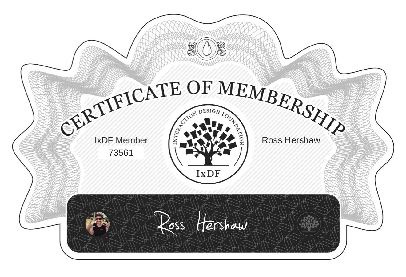 Certificate of Membership – Ross Hershaw