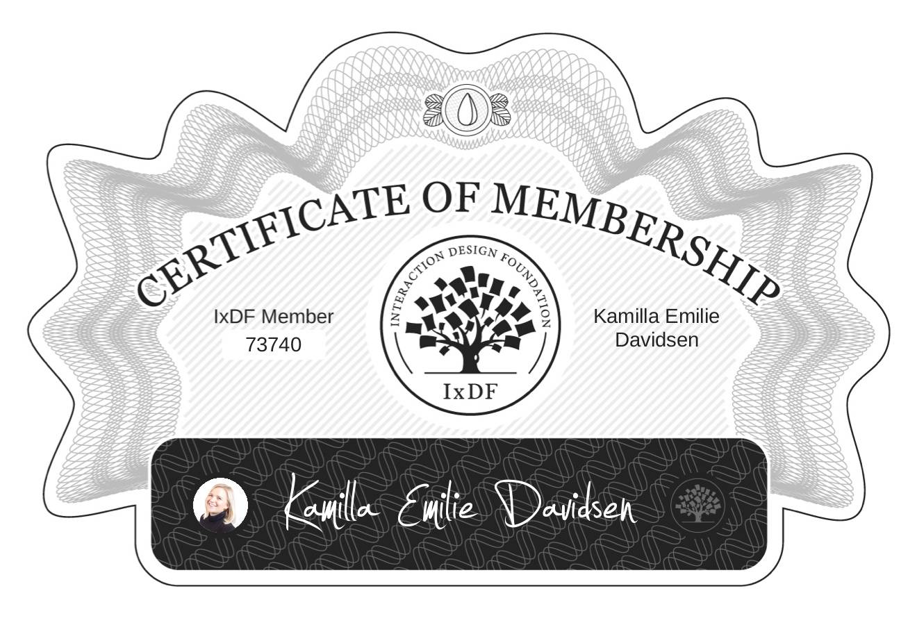 Certificate of Membership – Kamilla Emilie Davidsen