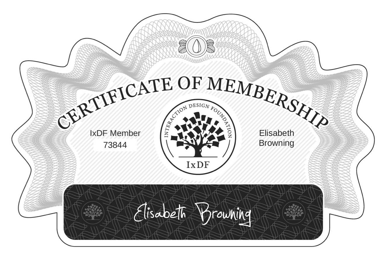 Certificate of Membership – Elisabeth Browning