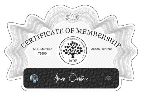 Certificate of Membership – Alison Oentoro