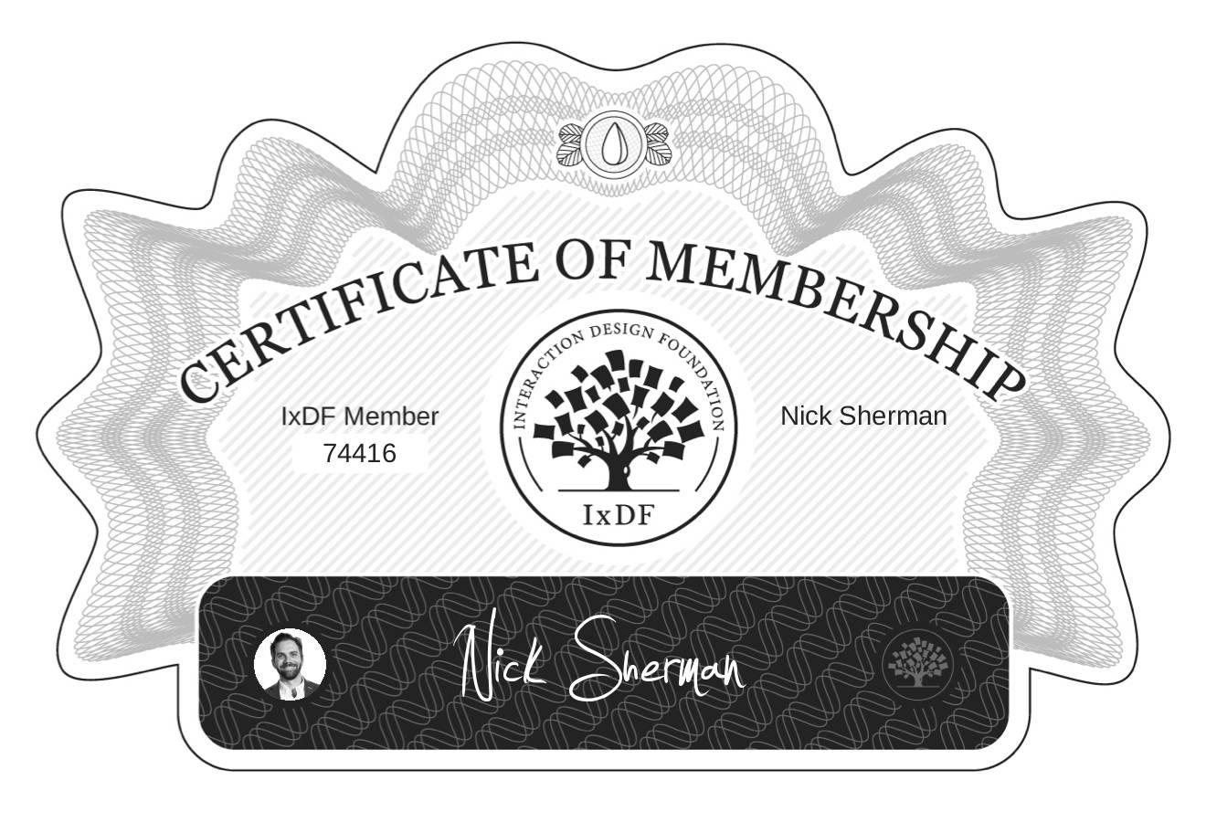 Certificate of Membership – Nick Sherman