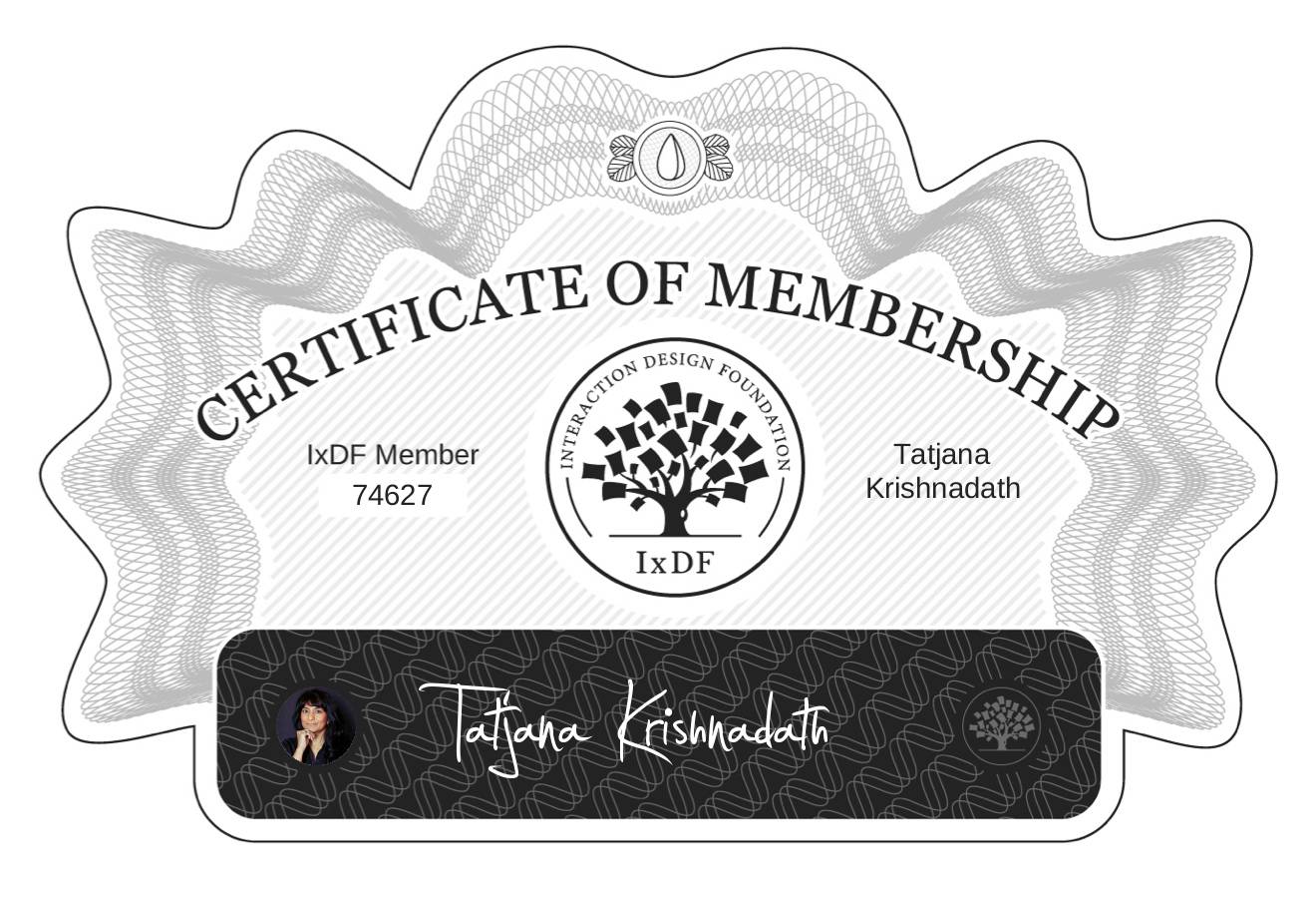 Certificate of Membership – Tatjana Krishnadath