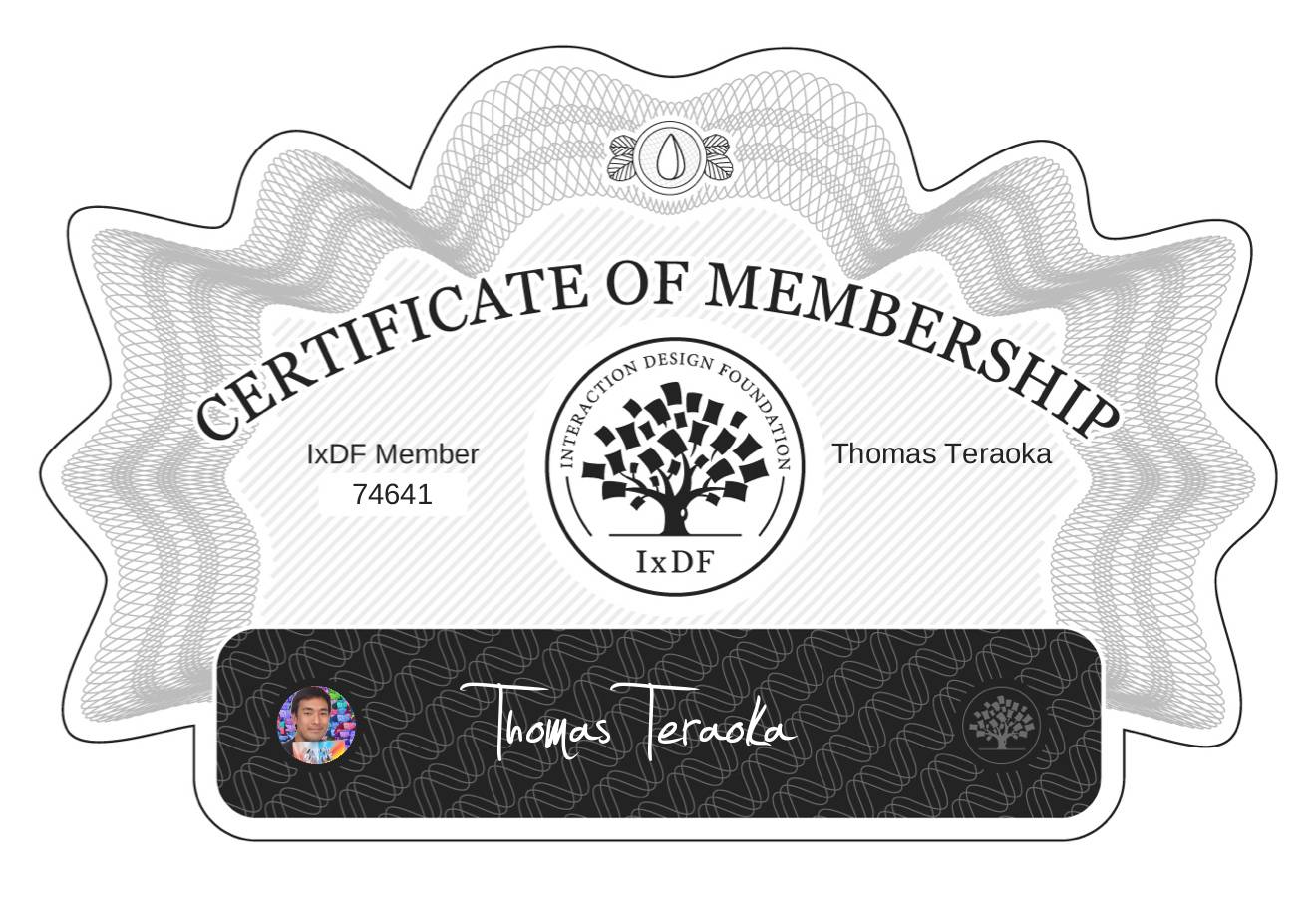 Certificate of Membership – Thomas Teraoka