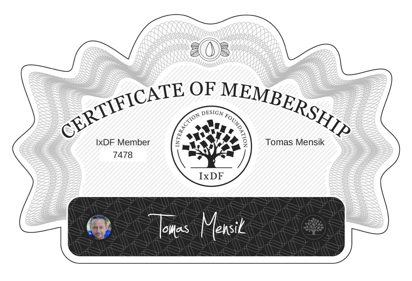 Certificate of Membership – Tomas Mensik